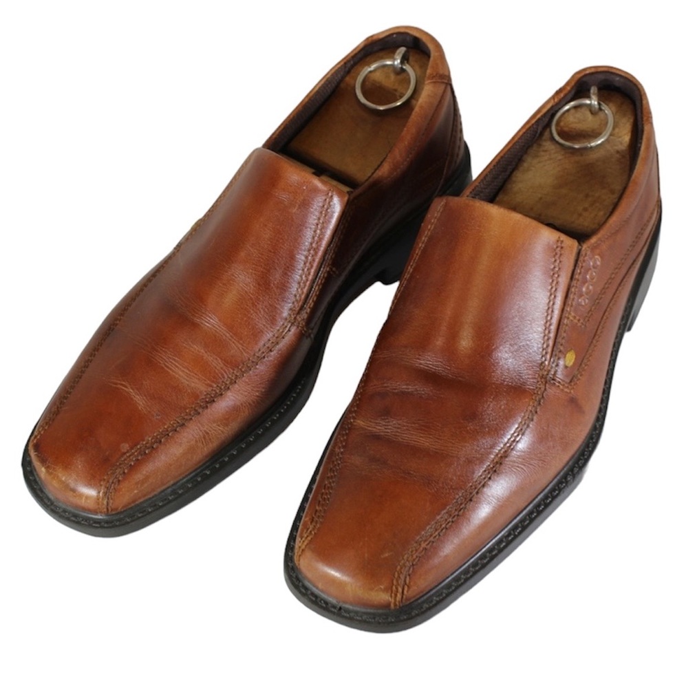 ECCO Brown Tan Sip On Loafer Leather Comfort Shoe 41